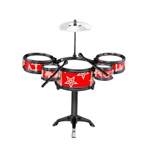 Bothyi - Juego De Batería Para Niños Principiantes, Batería De Simulación Para Niños, Juguete Para Halloween, Cumpleaños, 5 Almohadillas De Batería, Color Rojo