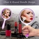 thumbnail image 5 of Espejo de mano de doble cara, espejo de aumento 1X/2X con asa, espejo de mano transparente, espejo de maquillaje de forma redondeada., 5 of 6