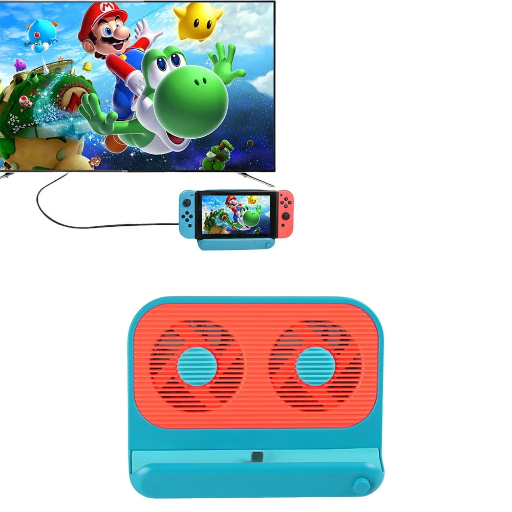 Genérico - Estación De Acoplamiento Compatible Con Nintendo Switch Usb-c Game Hub Con Ventilador De Refrigeración De 4 Puertos.-rojo Azul