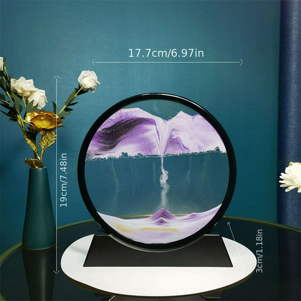 1pc Moving Sand Art Picture Round/Rectangular Glass 3D Deep Sea Sandscape In Motion Display Flowing Sand Frame Relaxing Desktop Home Office Work Decor