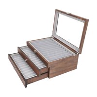 Ioensy - Caja Expositora De Bolígrafos De Madera De 3 Capas, Caja Para Coleccionista, Regalo De Acción De Gracias, Estuche Para Bolígrafos, Negro Y Marrón