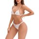 thumbnail image 4 of INSPIRE CHIC Sujetador triangular sin aros con tirantes finos y cierre frontal de satén para mujer y tanga ligera sin costuras, paquete de 2, talla L, blanco, 4 of 5