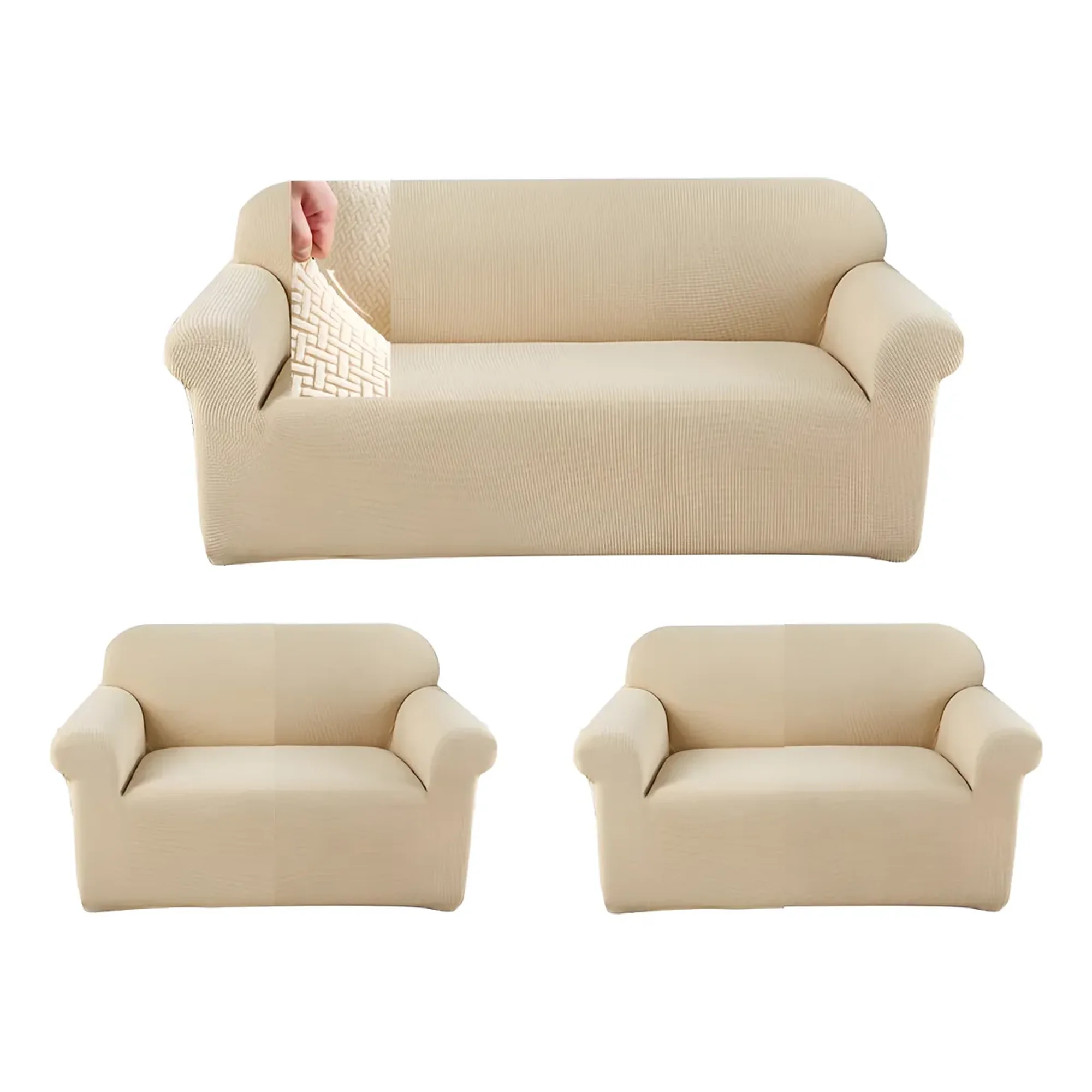 Casadeliacl - Funda Para Sillón Kit 3+1+1 Cuerpos Diseño Tipo (t) Tfi Tipo T / Beige