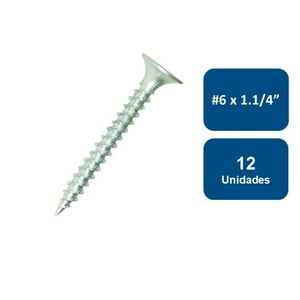 Rukafe Basics - Tornillo Yeso Cartón Zincado Hilo Fino #6 X 1.1/4"" 12Un.