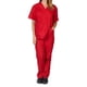thumbnail image 1 of Uniforme de trabajo de enfermería con cuello en V y bolsillo de color sólido europeo y americano para mujer, 1 of 5