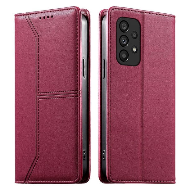 Funda tipo cartera con bloqueo RFID para Samsung Galaxy A53 5G cubierta magnética de cuero con tapa y soporte Rojo