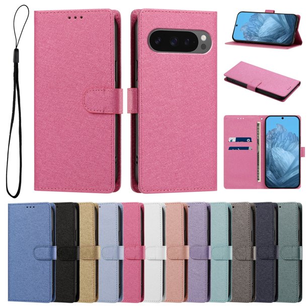 Cartera para Google Pixel 10 Pro XL 5G con Bolsillo de Tarjetas, Rojo Rosa