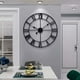 thumbnail image 1 of Reloj de pared redondo de metal, silencioso y sin tictac, 40 cm, 47 cm, 60 cm, reloj digital romano negro para sala de estar, dormitorio, cocina y decoración., 1 of 5