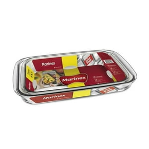 Marinex - Pack 2 Fuentes Asaderas Mediana Pequeña Vidrio Rectangular