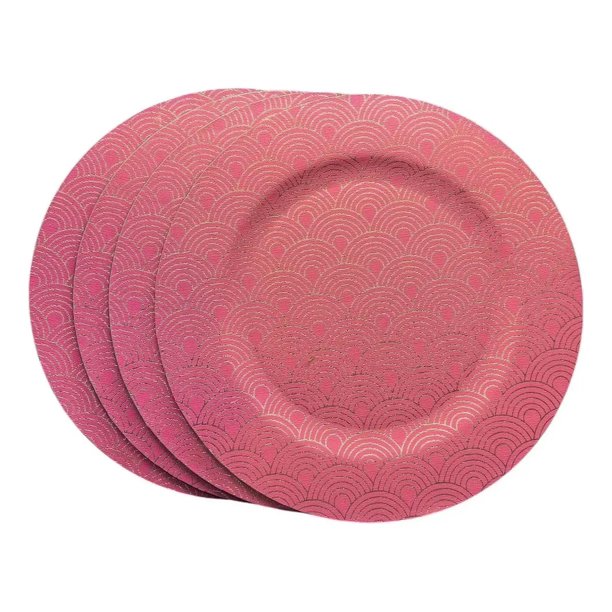Pack 4 Plato De Decoracion Hogar Decorativo Diseños 30cm rojo