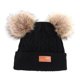 thumbnail image 1 of Ni?as, Ni?as Pom Poms, Sombrero, Grueso, Cálido, Invierno, Algodón Suave, Gabadras De Punto Negro, 1 of 5
