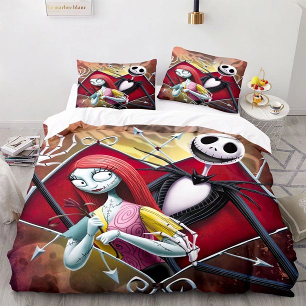 Printed 3 Piece Bedding Set Soft Home Textile 100% Polyester Fright Night Ghost Bride 3D Digital Cartoon Printing Bedroom Set Bed Sheets