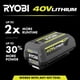 thumbnail image 4 of Batería Ryobi OP4040 de 40 V y 4,0 Ah, iones de litio, 4 of 9