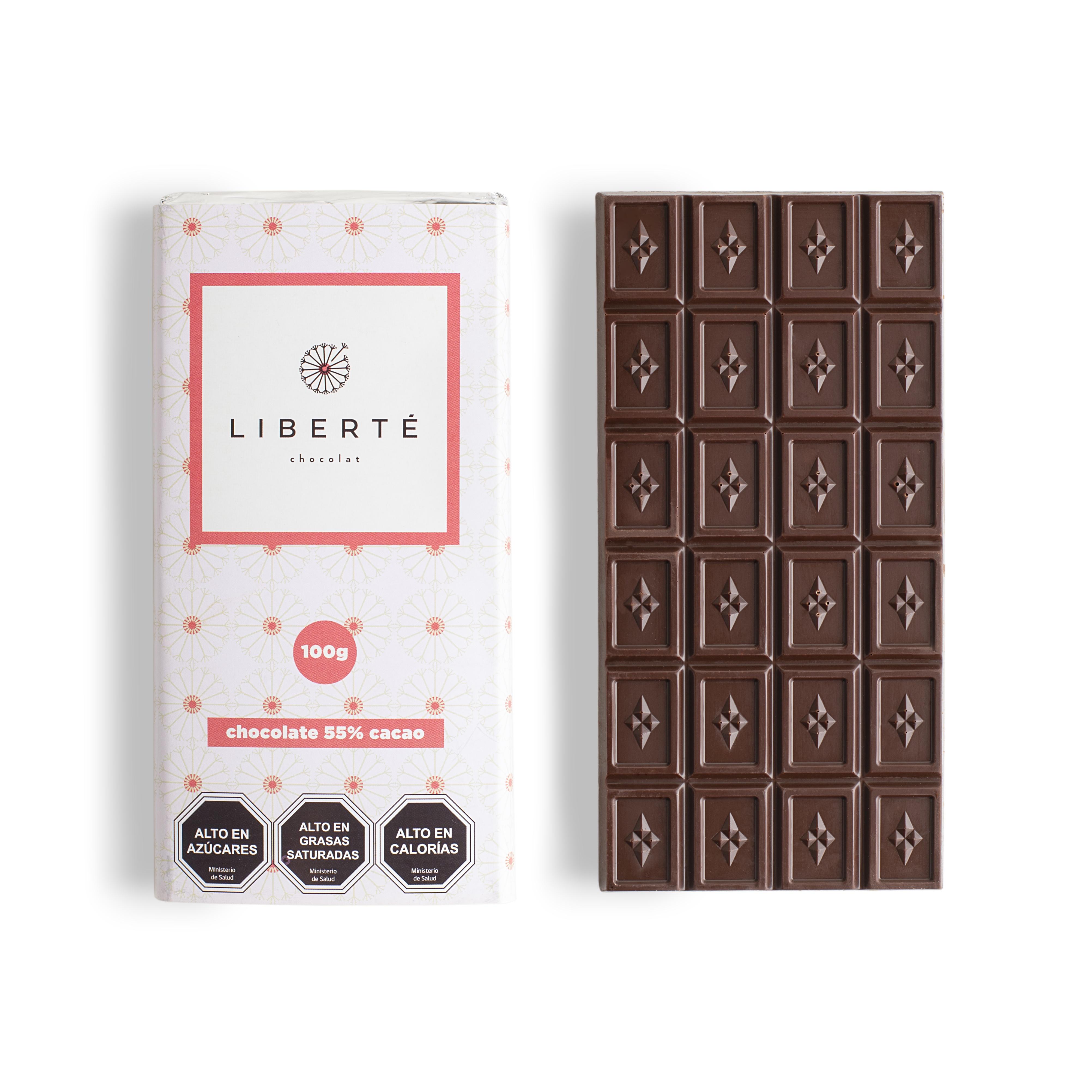 Liberté Chocolat - Barra De Chocolate Semi Amargo 55% Cacao 100 Gr