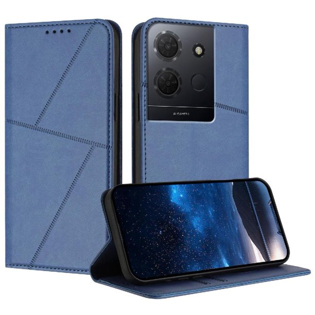 Funda Cartera Magnética para TCL 503 Protección Antichoque con Ranuras Azul