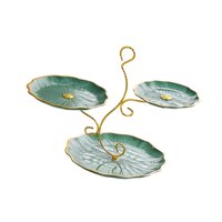 Bothyi - Soporte Para Cupcakes De 3 Niveles, Plato De Frutas Secas Para Banquetes De Fiesta, Comedor, Verde Y Dorado