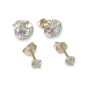 Elbauldejuma - Set Aros Conjunto Punto De Luz Zirconia Plata Fina 3Mm 7Mm