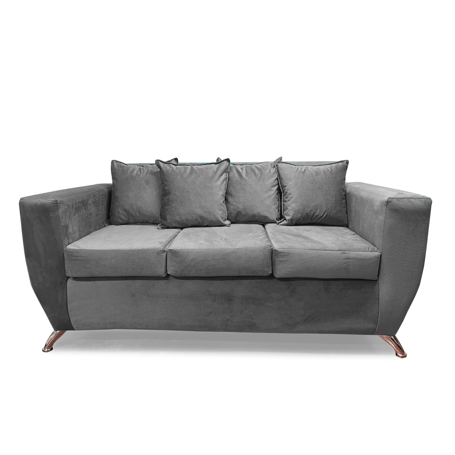 Focus - Sofá Napoli 3 Cuerpos Felpa Gris