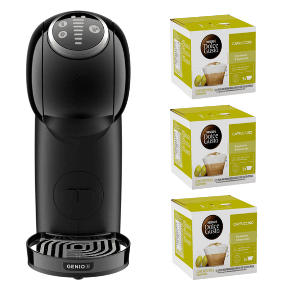 Cafetera Genio S Plus Black + Cápsulas Cappucino X3 Cajas