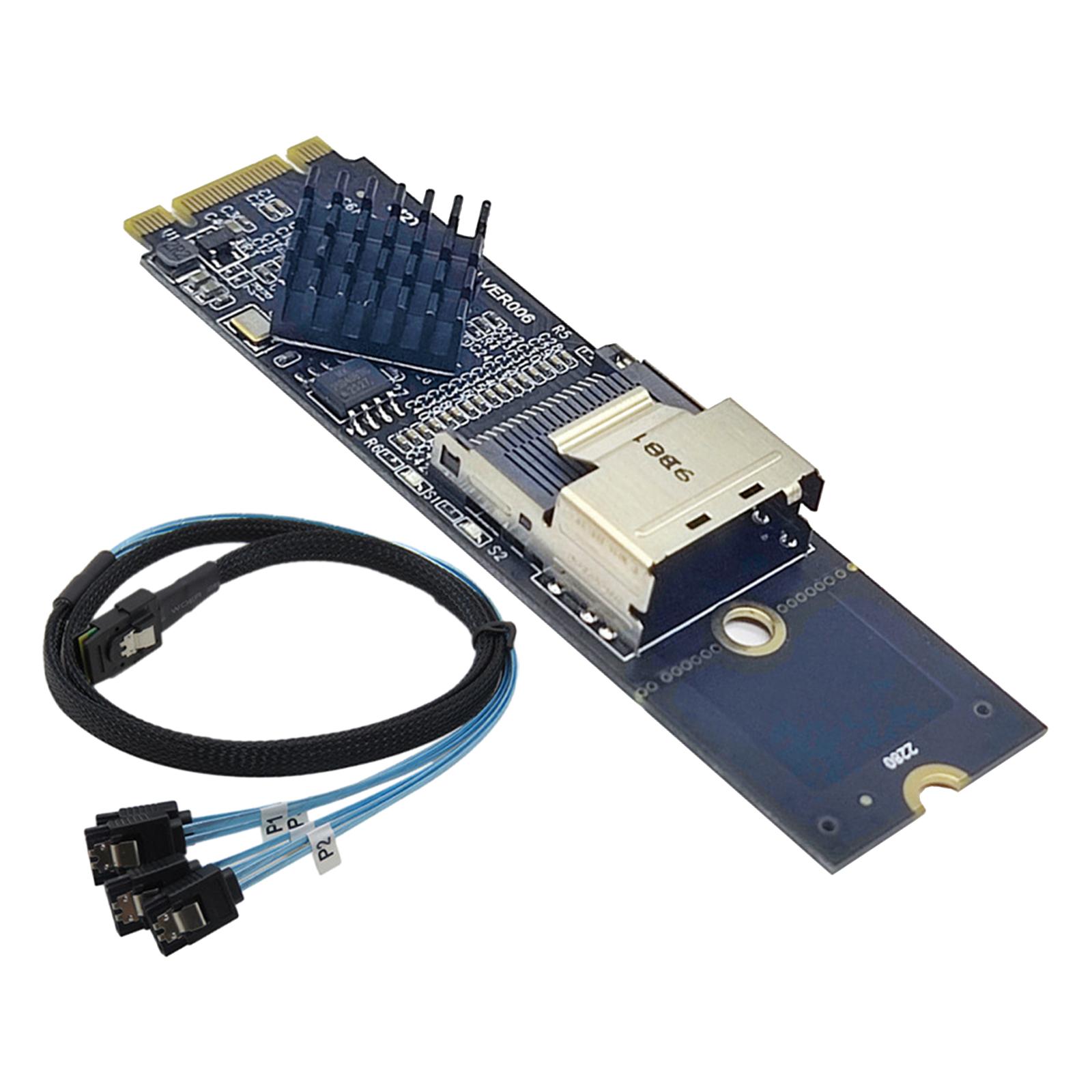 Magideal - Tarjeta Adaptadora De Controlador De Tarjeta De Expansión M.2 Nvme A Sff 8087 3,0, 4X Interfaces 3,0 Para Windows 10 11 Linux Pcb 6Gbps Con Cable