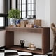 thumbnail image 1 of 60" Modern 2-Drawer Fluted Console Table Natural Wood Veneer Sofa Table Behind Couch Table for Living Room, Hallway, Entryway, Home Office, Walnut, 1 of 3