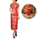 thumbnail image 5 of Vestido tradicional chino cheongsam largo de manga corta con abertura lateral, elegante, cuello mandarín, para boda, noche, rojo, talla L 105-110, 5 of 8
