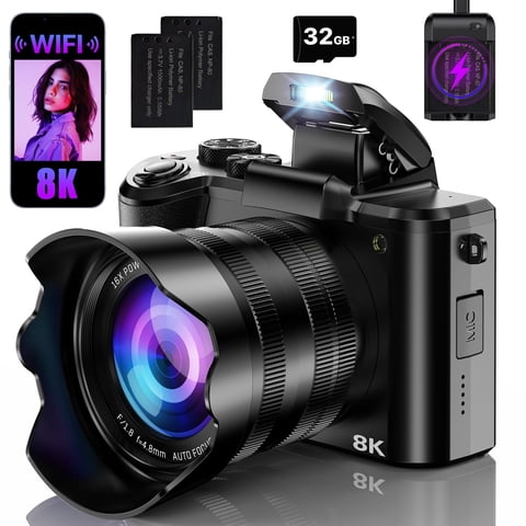 Cámara Digital Flyfrost 8K 88Mp Wifi Autofocus Para Vlogging Con Zoom 16X