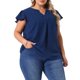 thumbnail image 4 of Agnes Orinda Blusas de Talla Grande para Mujer de Escuela o Universidad con Lunares Suizos, Cuello Entallado, Mangas con Volantes, Básicas y Lindas 4X Azul Oscuro, 4 of 6