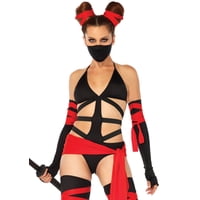 Disfraz Leg Avenue Killer Ninja Negro/Rojo Para Mujer, Talla Pequeña