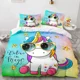 thumbnail image 1 of Cartoon Unicorn Duvet Cover Lovely White Mythical Animal Bedding Set Kids Girl Colorful Rainbow Polyester Quilt Cover Bed Sheets, 1 of 5