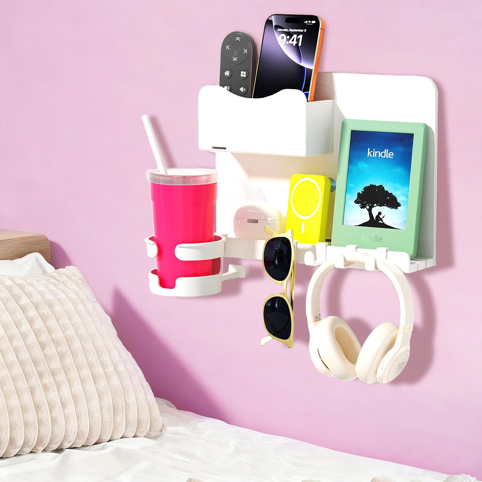 Organizador De Mesita De Noche Walfuyao Floating Shelves, Blanco