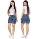 thumbnail image 3 of Short de Mujer Cargo Elasticado Tiro Alto Algodón Azul, 3 of 6