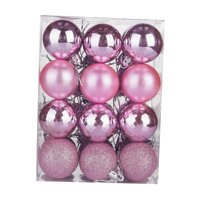 Magideal - 24 Piezas Bolas Colgantes Navideñas Decorativas Colgantes Árbol Navidad Ornamentos Reutilizables Resistentes Para Decoración Fiesta Cumpleaños Celebra Rosa