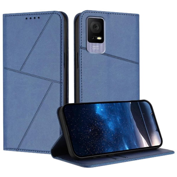 Funda Cartera Magnética para TCL 405 Protección Antichoque con Ranuras Azul