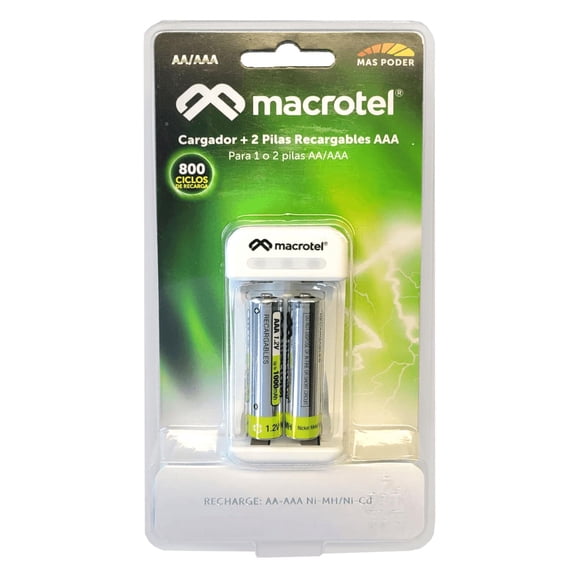 Cargador De Pilas Recargables Aaa Aa Baterias 9v Cable Usb multicolor