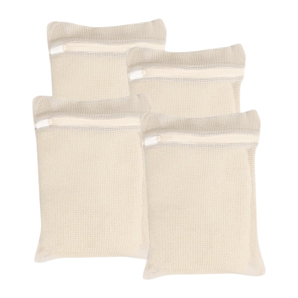 4 Bolsas De Lavandería De Malla De Algodón Con Cremallera Para Ropa De Bebé, Camisetas, Ropa Interior, Talla M