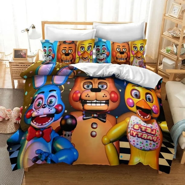 Horror Game Five-Night-At-Freddy Bedding Set Cartoon Horror Movie FNAFs Duvet Cover Pillowcase Bed Set For Kids Adult Twin King