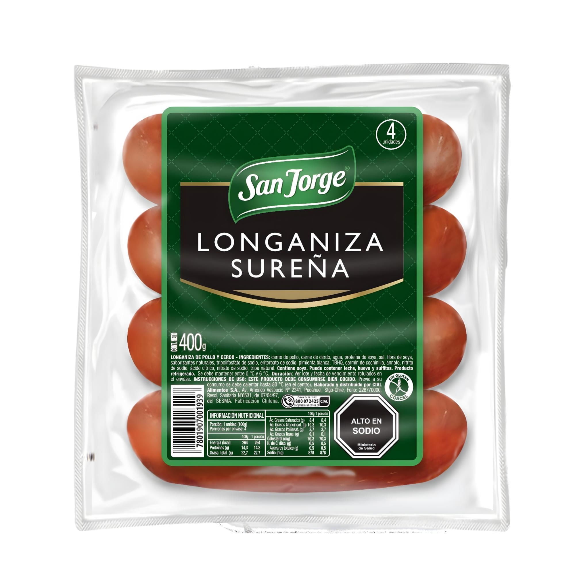 Longaniza Sureña 4 Un 400 g San Jorge