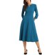 thumbnail image 2 of INSPIRE CHIC Vestido de Trabajo para Mujer Línea A 3/4 Mangas Elegante Vestido Midi Azul Pavo Real S, 2 of 6
