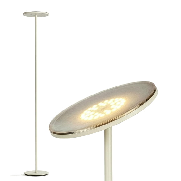 Brightech Sky Lámpara LED de Pie, Torchiere Superbrillante para Decoración de Salas y Oficinas - Regulable, Lámpara Alta con Luz Cálida para Dormitorio y Lectura - Crema