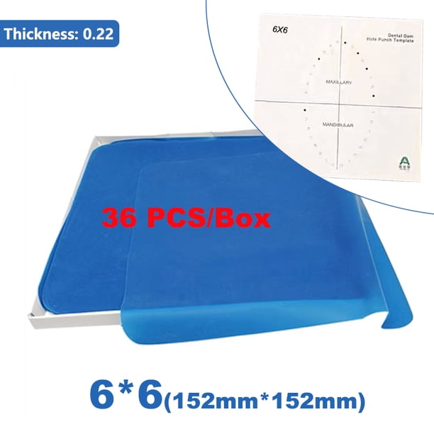 36/52Pcs Dental Rubber Dam Natural Latex Rubber Barrier Dams Green Dark blue 5*5/6*6" for Kids Adults Dental Treatment Materials