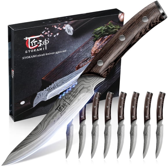 Juego De Cuchillos Para Carne 8 De Acero Inoxidable Japonés Con Alto Contenido De Carbono