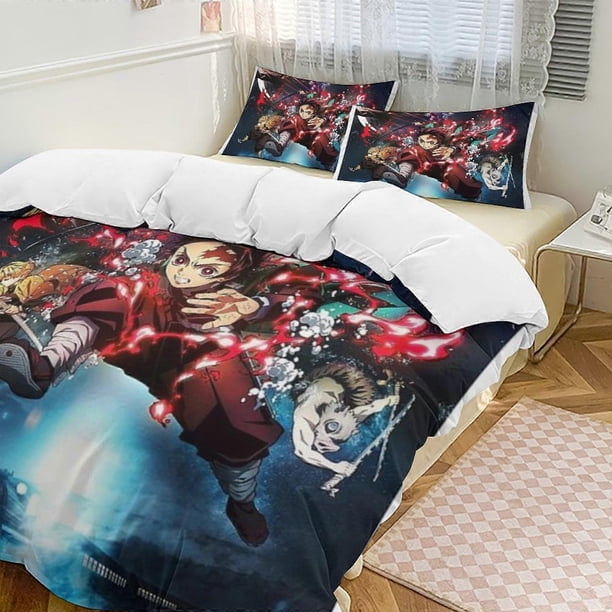 Juego De Ropa De Cama Demon Blade Cómodo Y Ligero Juego De Ropa De Cama De Dibujos Animados De 3 Piezas (disponible En Varios Tamaños) Lc
