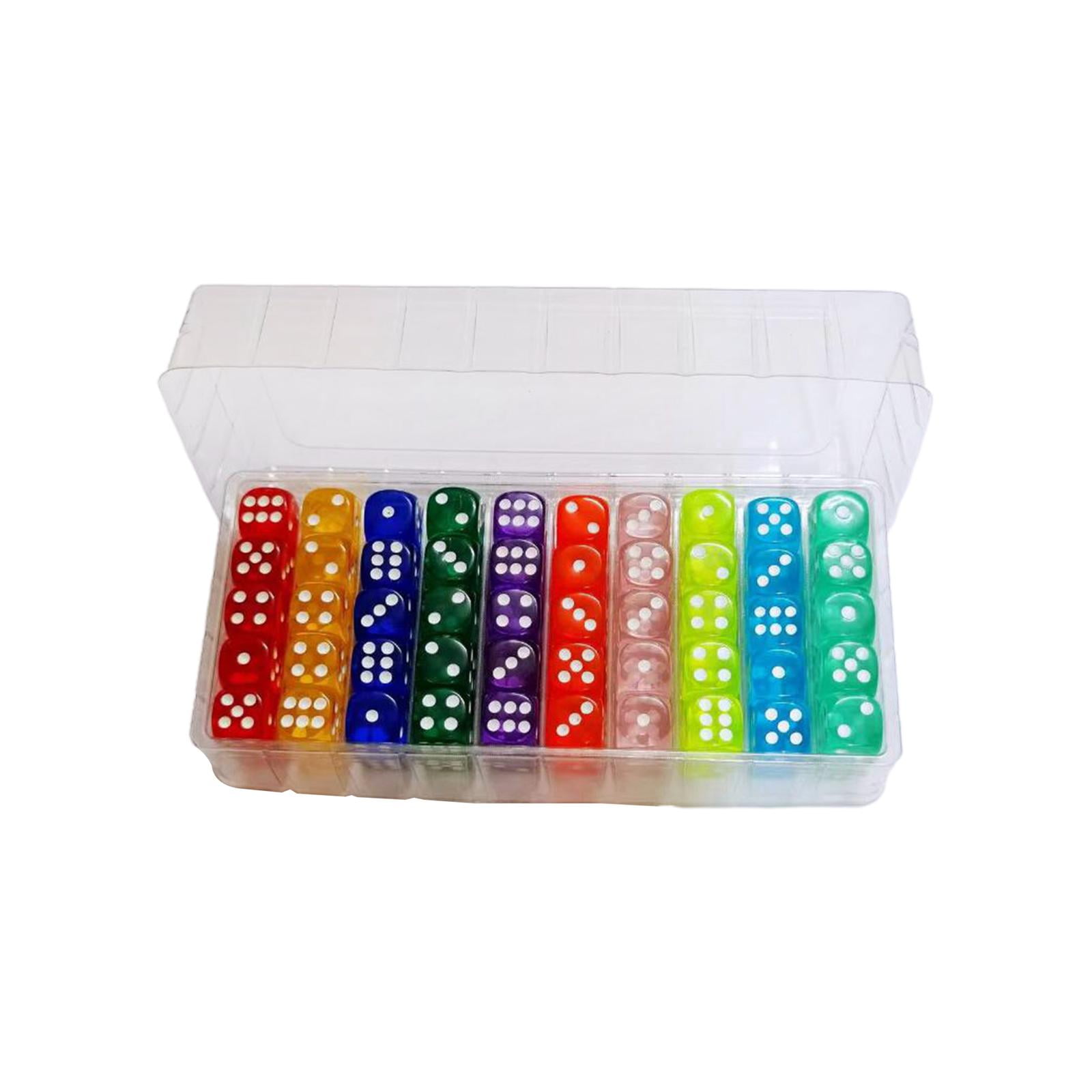 Bothyi - Juego De Dados De 6 Caras De 100 Uds., Dados Acrílicos Para Juegos De Mesa, Enseñanza De Matemáticas