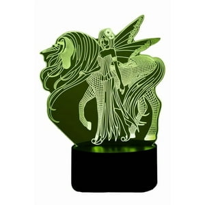 Lelumania - Lampara Ilusion 3D Unicornio Y Hada De 7 Colores, Base Touch
