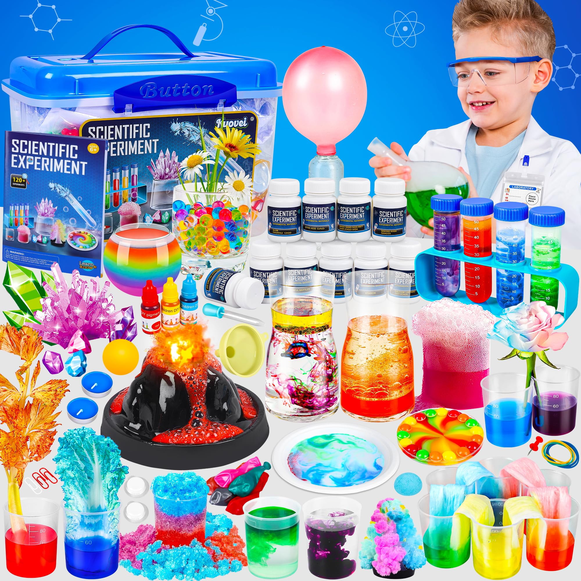 Kit Científico Kuovei 120 Experimentos De Laboratorio Científico Con Disfraz Para Mayores De 6