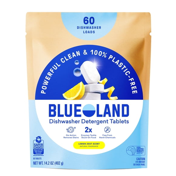 Tabletas para lavavajillas BLUELAND, 60 unidades, aroma a ralladura de limón