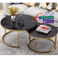 Genérico - Juego Mesas Centro Redonda Living Negra Moderna 70Cm Y 50Cm