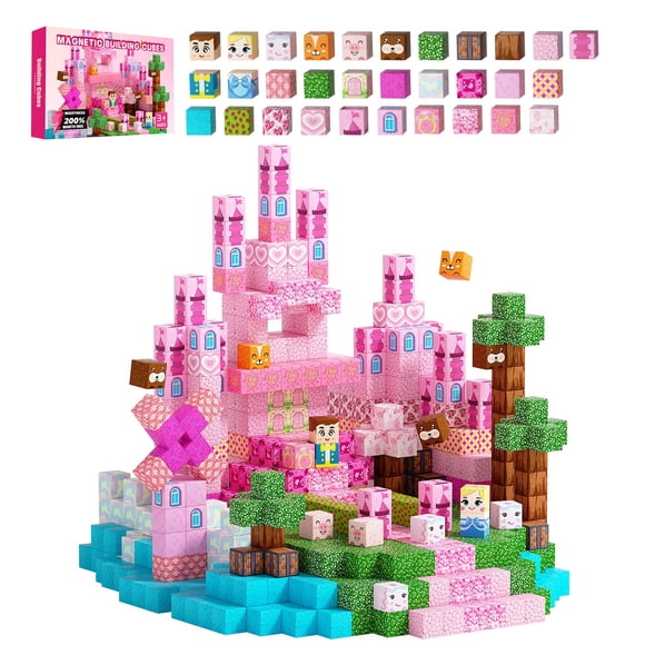 Bloques de Construcción Magnéticos Cosminy 100 piezas Rosa - Juguete STEM