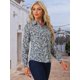 thumbnail image 2 of INSPIRE CHIC Camisa de Mujer con Botones Estampado Floral de Manga Larga Cuello en Punta Top de Oficina S Azul Oscuro, 2 of 6